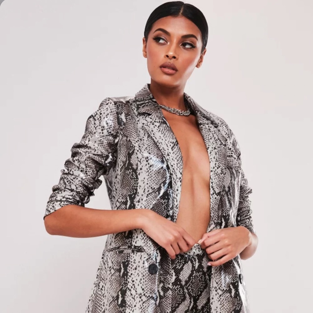 Missguided Snake Print Blazer
